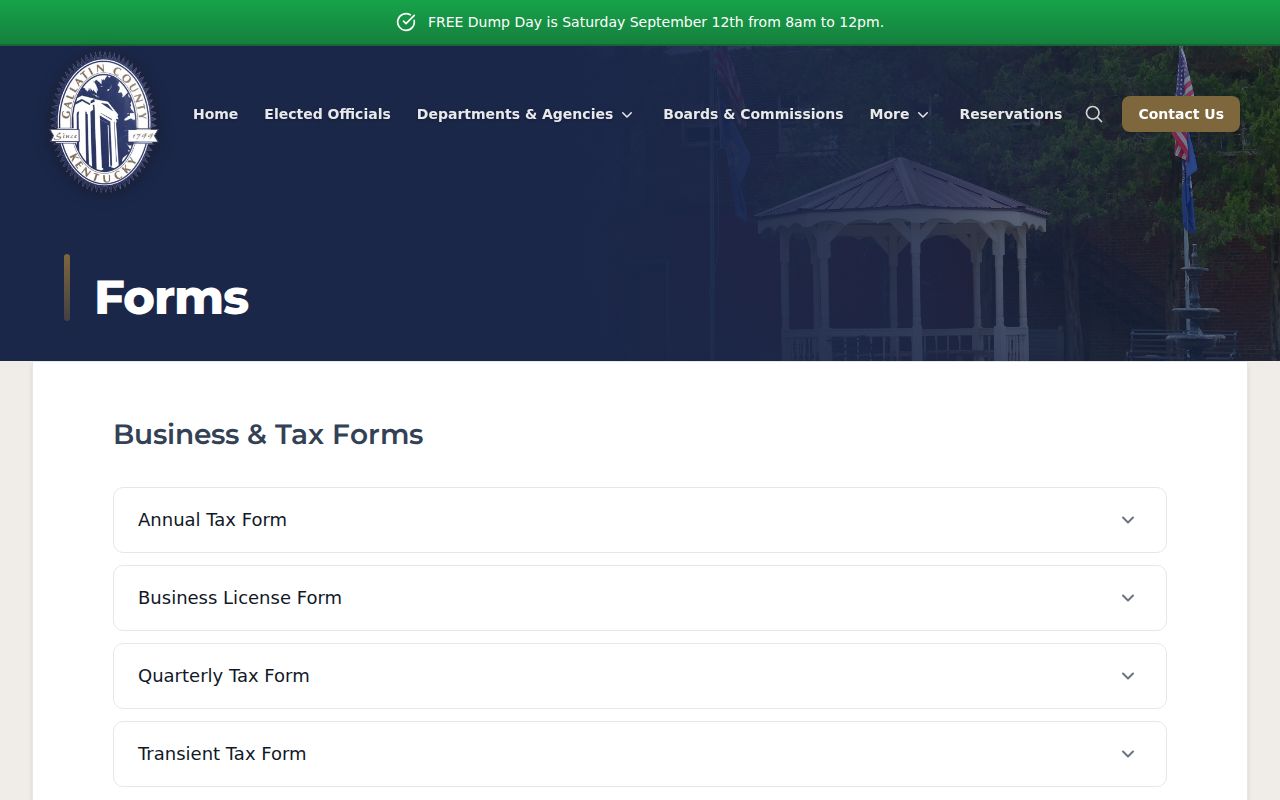 Gallatin County public records forms webpage