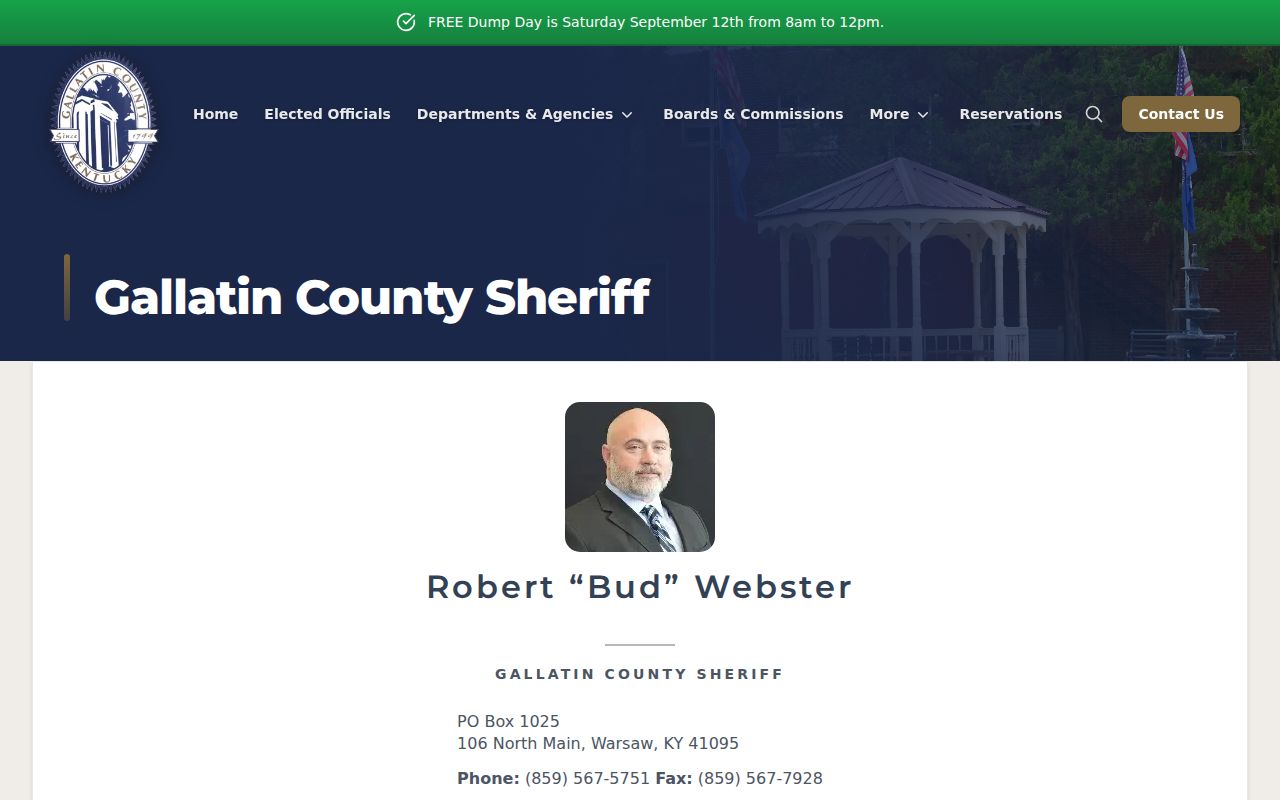 Official Gallatin County Sheriff contact webpage