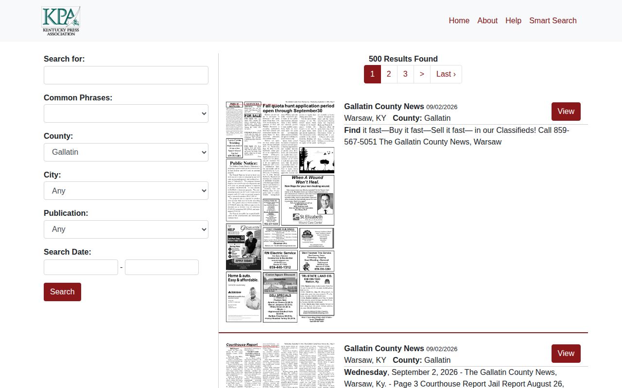 Gallatin County News public notice archive search